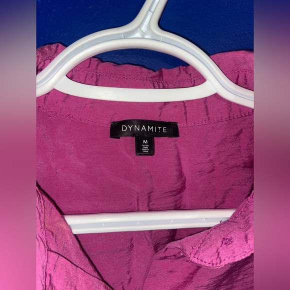 Dynamite Pink Button Up Shirt Sz Medium - Picture 3 of 5